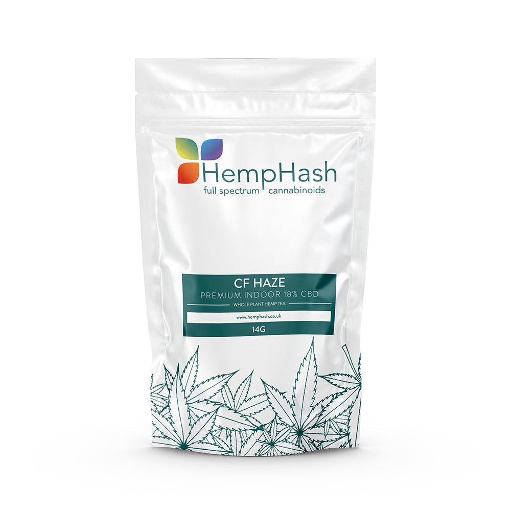 HempHash CF Haze CBD flower 14g product pouch