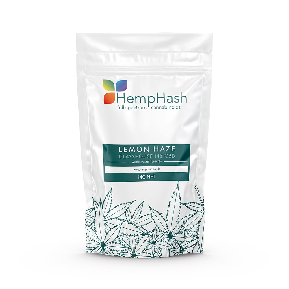 HempHash Lemon Haze CBD flower 14g product pouch