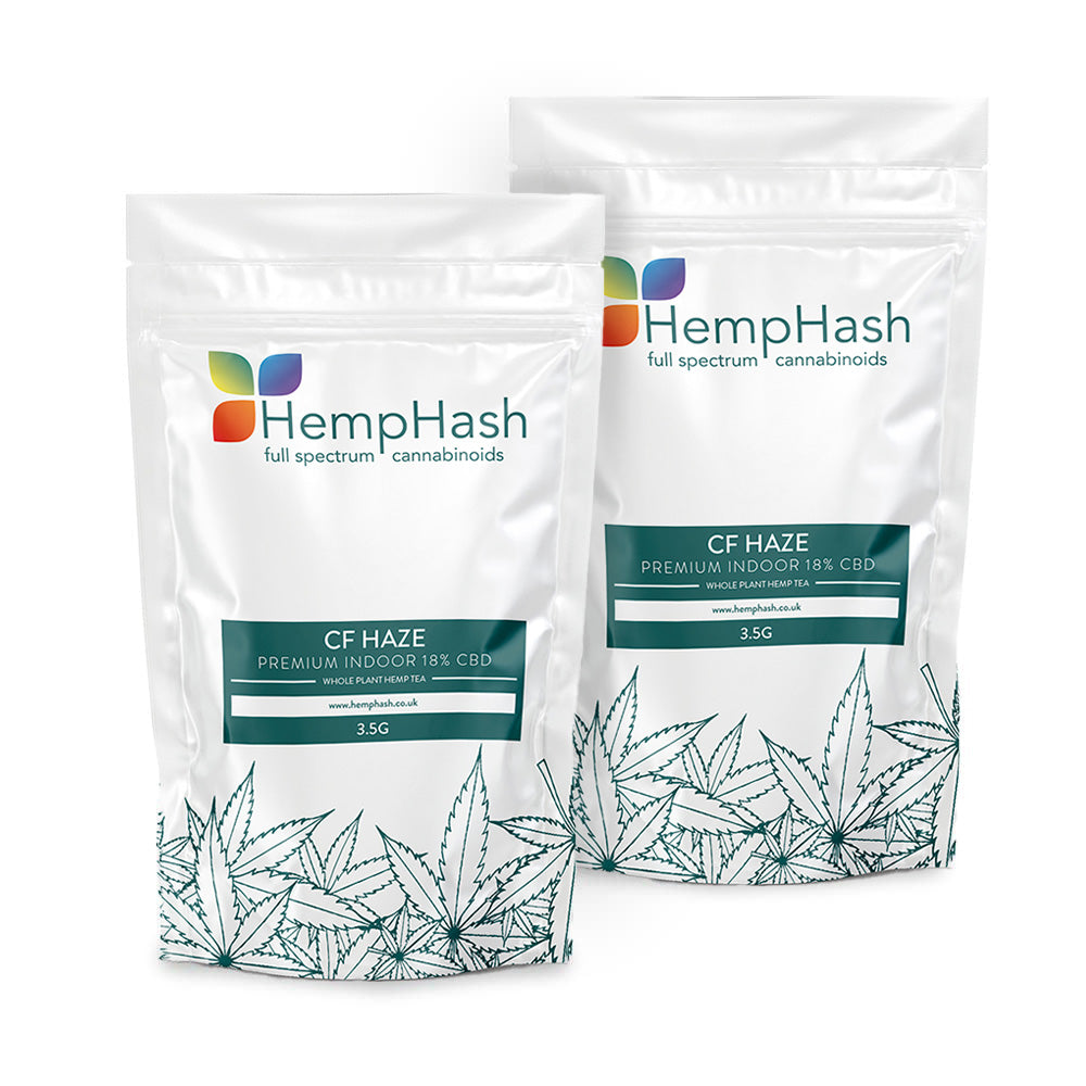 HempHash CF Haze CBD flower 3.5g product pouches