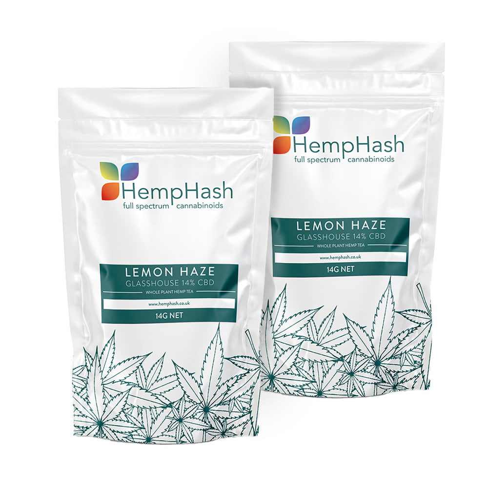 HempHash Lemon Haze CBD flower 14g product pouches