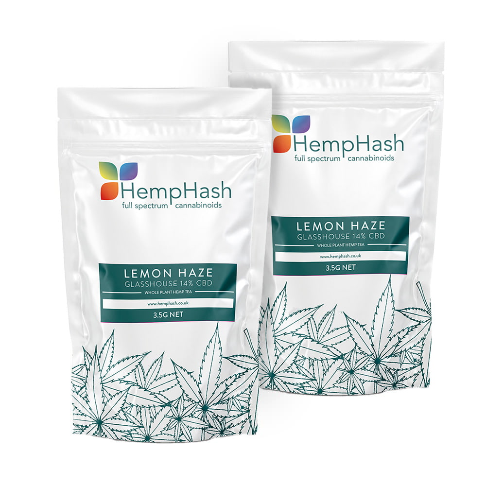 HempHash Lemon Haze CBD flower 3.5g product pouches