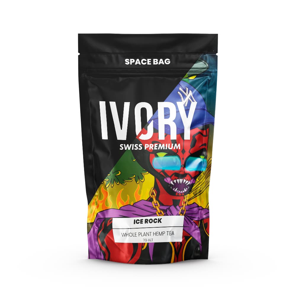 Ivory Ice Rock CBD flower 7g product pouch