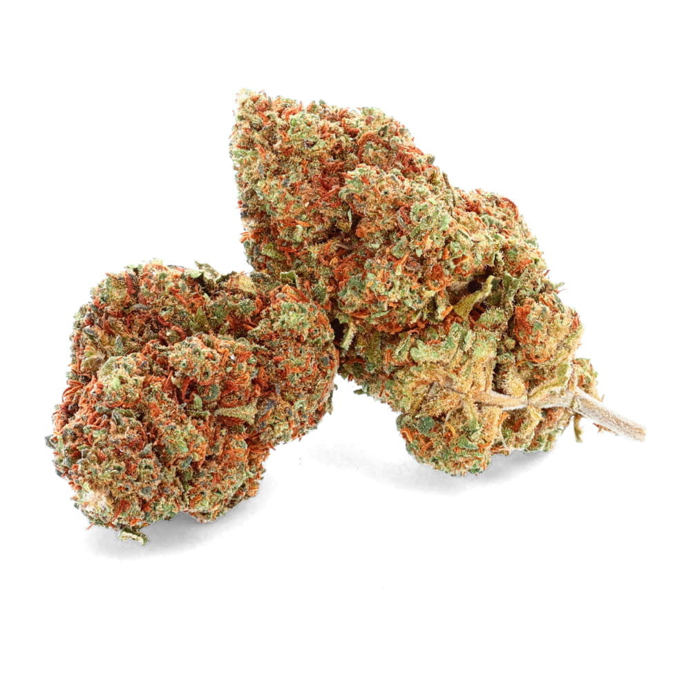 Easy Weed Banana Kush CBD flower showing trichome covered greenhouse grown hemp buds